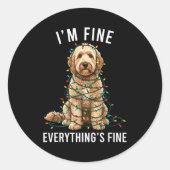 Goldendoodle Christmas I'm Fine Everything Is Fine Runder Aufkleber (Vorderseite)
