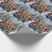 Goldendoodle Christmas Red Truck Holiday Geschenkpapier (Ecke)