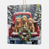 Goldendoodle Christmas Red Truck Holiday Keramikornament (Links)