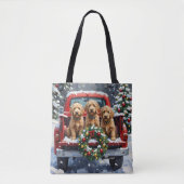 Goldendoodle Christmas Red Truck Holiday Tasche (Vorderseite)