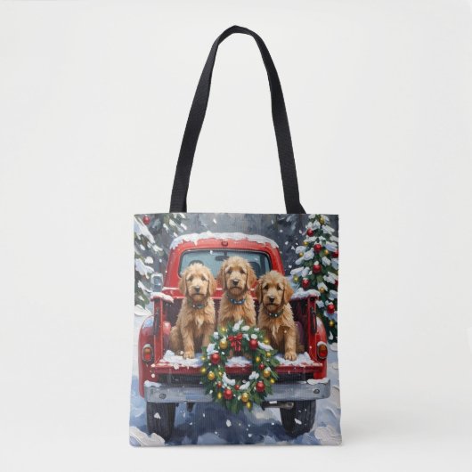 Goldendoodle Christmas Red Truck Holiday Tasche (Vorderseite)