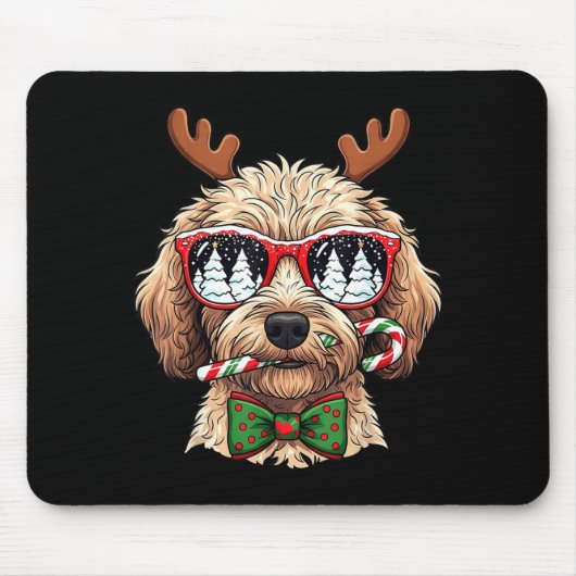 Goldendoodle Christmas Reindeer Holiday Dog Lover  Mousepad (Vorne)