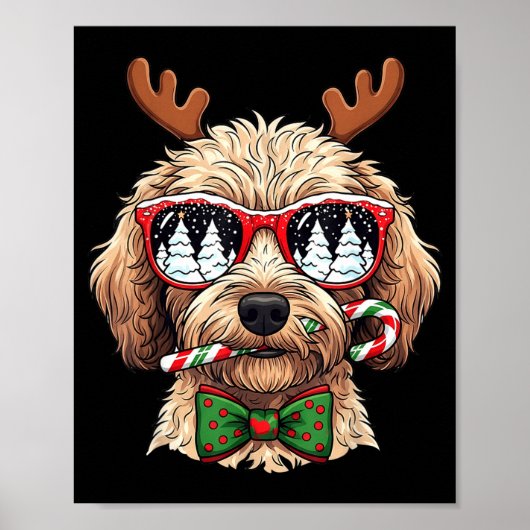 Goldendoodle Christmas Reindeer Holiday Dog Lover Poster (Vorne)
