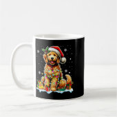 Goldendoodle Christmas Santa Hat Fairy Lights Paja Kaffeetasse (Links)