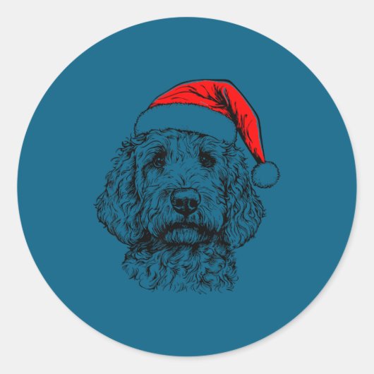 Goldendoodle Christmas Santa Hat Xmas Pajama Golde Runder Aufkleber (Vorderseite)