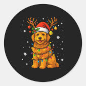 Goldendoodle Christmas Tee Reindeer Christmas Ligh Runder Aufkleber (Vorderseite)