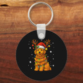 Goldendoodle Christmas Tee Reindeer Christmas Ligh Schlüsselanhänger (Vorderseite)