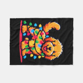 Goldendoodle Christmas Tree Xmas Lights Golden Doo Fleecedecke (Vorderseite (Horizontal))