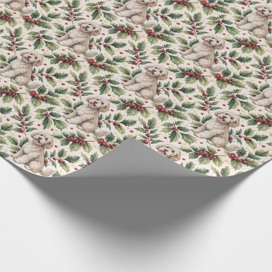 Goldendoodle Christmas Wrapping Paper Geschenkpapier (Ecke)
