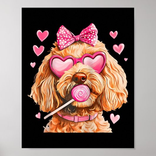Goldendoodle Coquette Schleife Valentinstag Raglan Poster (Vorne)