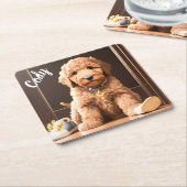 Goldendoodle Custom Square Untersetzer (angewinkelt)