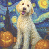 Goldendoodle Cute Dog Halloween Jack O Lantern Pum Aufkleber (Vorderseite)