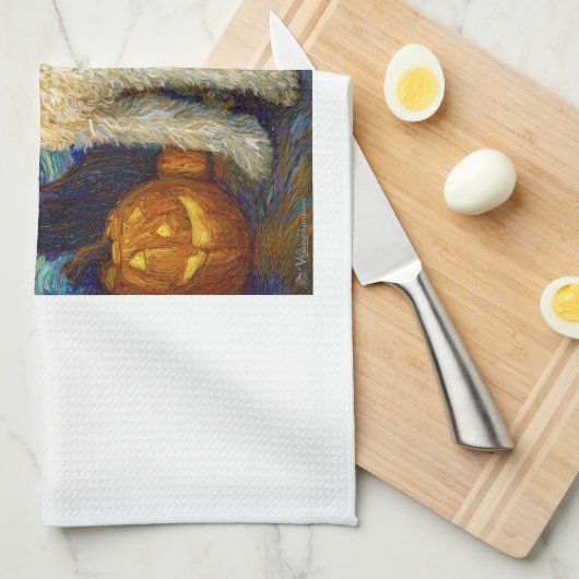 Goldendoodle Cute Dog Halloween Jack O Lantern Pum Geschirrtuch (Viertel Falte)