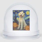 Goldendoodle Cute Dog Halloween Jack O Lantern Pum Schneekugeln (Vorderseite)