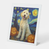 Goldendoodle Cute Dog Halloween Jack O Lantern Pum Sockelschild (Vorderseite)