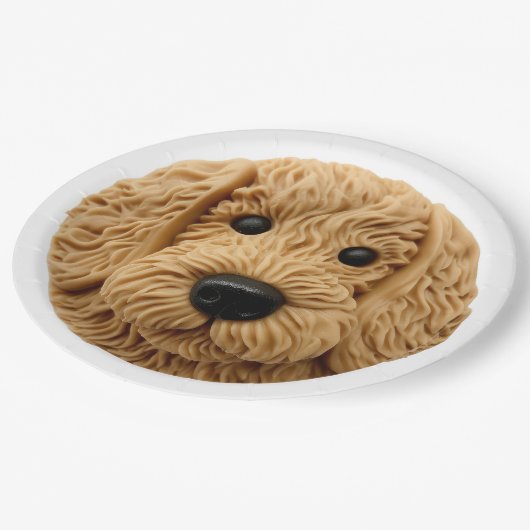 Goldendoodle Dog 3D Inspiriert Pappteller (Schrägansicht)