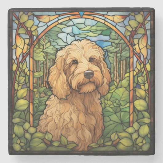 Goldendoodle Dog Art Steinuntersetzer (Vorderseite)