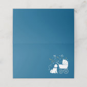 Goldendoodle Dog Baby Shower Boy Blue Platzkarte (Außenseite Aufgefaltet)