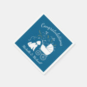 Goldendoodle Dog Baby Shower Boy Blue Serviette (Ecke)