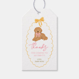 Goldendoodle Dog Birthday Pawty Pink Yellow Geschenkanhänger