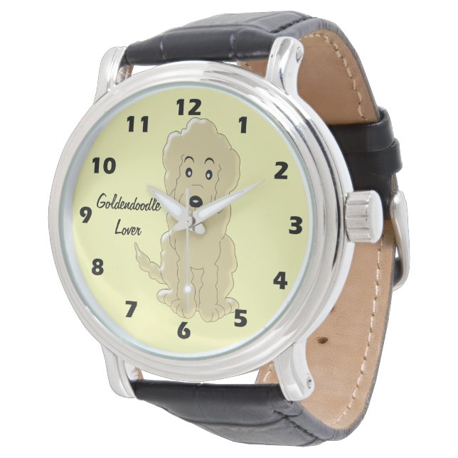 Goldendoodle Dog Design Armbanduhr (Schrägansicht)