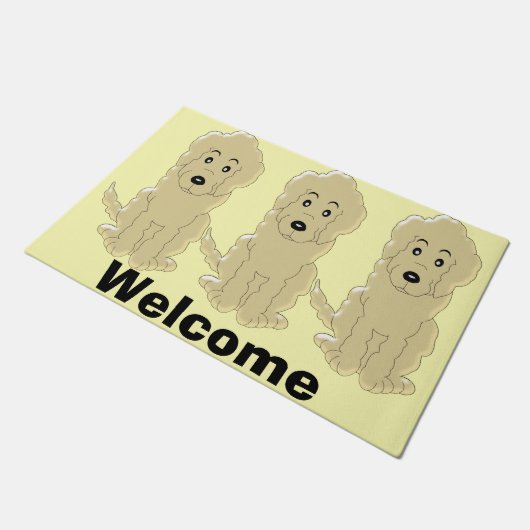 Goldendoodle Dog Design Fußmatte (Schrägansicht)