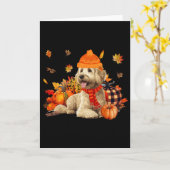 Goldendoodle Dog Fall Scarf Leopard Pumpkins Autum Karte (Gelbe Blume)