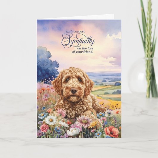 Goldendoodle Dog Field of Wildflowers Pet Sympathy Karte (Vorderseite)