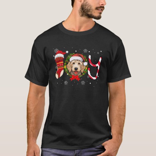 Goldendoodle Dog Funny Woofy Christmas Joy Matchin T-Shirt (Vorderseite)