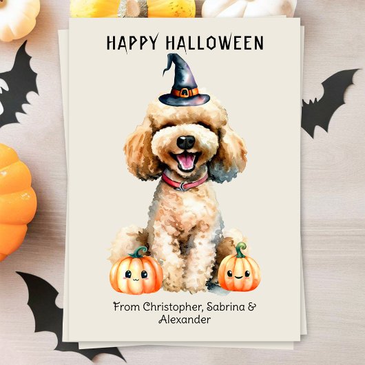 Goldendoodle Dog Happy Halloween Feiertagskarte