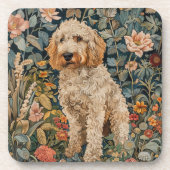 Goldendoodle Dog im William Morris Style Garden Getränkeuntersetzer (Vorderseite)