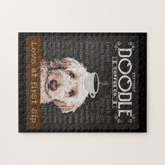Goldendoodle Dog Kaffeehaus 2 Puzzle (Horizontal)