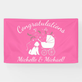 Goldendoodle Dog Kinderdusche Pink Girl Banner