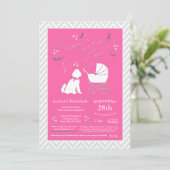 Goldendoodle Dog Kinderdusche Pink Girl Einladung (Stehend Vorderseite)