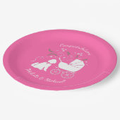 Goldendoodle Dog Kinderdusche Pink Girl Pappteller (Schrägansicht)