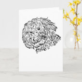 Goldendoodle Dog Line Art Karte (Gelbe Blume)