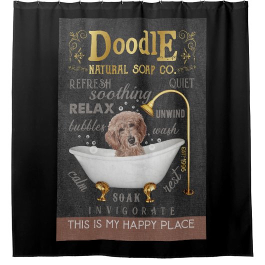 Goldendoodle Dog Natural Bath Soap Company Canvas Duschvorhang (Vorderseite)