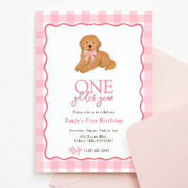 Goldendoodle Dog One Golden Year Girls Birthday Einladung