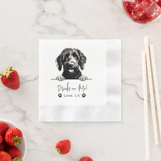 Goldendoodle Dog Personalisierte Getränke Serviette (Beispiel)