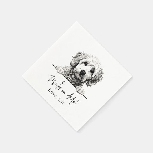 Goldendoodle Dog Personalisierte Getränke Serviette (Ecke)