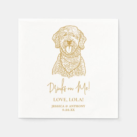 Goldendoodle Dog Personalisierte Getränke Serviette (Vorderseite)