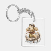 Goldendoodle Dog Pilot Airplane Schlüsselanhänger (Vorderseite links)