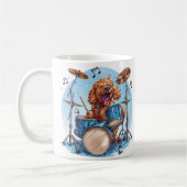 Goldendoodle Dog Playing Drums Kaffeetasse (Links)