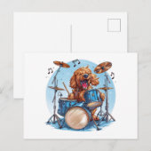 Goldendoodle Dog Playing Drums Postkarte (Vorne/Hinten)