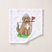 Goldendoodle Dog Playing Golf (Red whmk2) Niedlich Badhandtuch Set (Waschlappen)
