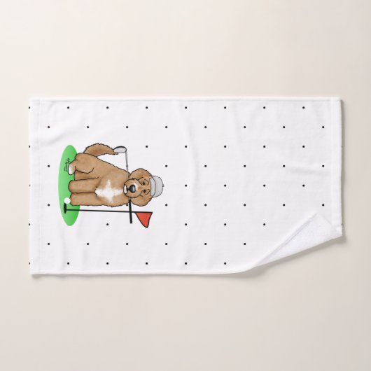 Goldendoodle Dog Playing Golf (Red whmk2) Niedlich Badhandtuch Set (Handtuch)