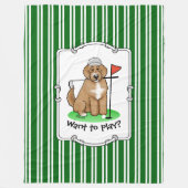 Goldendoodle Dog Playing Golf (Red whmk2) Niedlich Fleecedecke (Vorderseite)