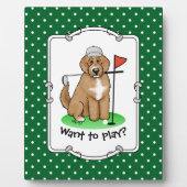 Goldendoodle Dog Playing Golf (Red whmk2) Niedlich Fotoplatte (Vorderseite)