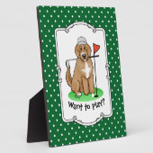Goldendoodle Dog Playing Golf (Red whmk2) Niedlich Fotoplatte (Seite)