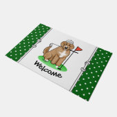 Goldendoodle Dog Playing Golf (Red whmk2) Niedlich Fußmatte (Schrägansicht)